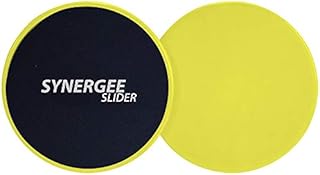 Synergee Yellow Core Sliders. Dual Sided Use on Carpet or Hardwood Floors. Abdominal Exercise Equipment