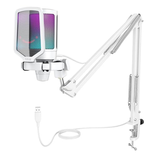 FIFINE USB Microphone Gaming kit, RGB...