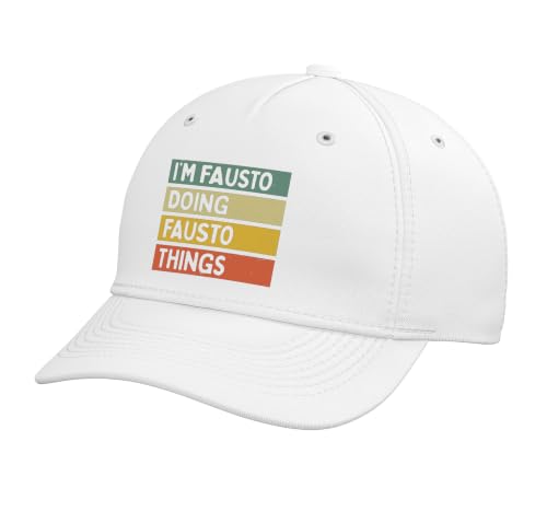 I'm Fausto Doing Fausto Things Funny Personalized Quote Adjustable Printed Baseball Hat, White