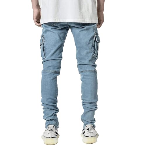 Slim Fit Jeans for Men Stretch Ripped Skinny Jeans Pants Distressed Straight Leg Flex Waist Cargo Denim Pants4