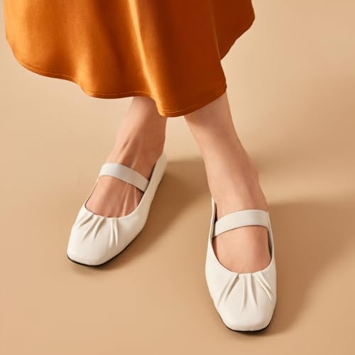 BEAU TODAY Womens Mary Janes, Leather Mary Jane Ballet Shoes for Women, Comfortable Square Toe Mary Jane Flats Casual Business3