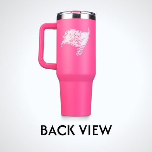 Image of The Memory Company Officially Licensed 40oz Pink Game Day Tumbler with Team Logo, Tampa Bay Buccaneers