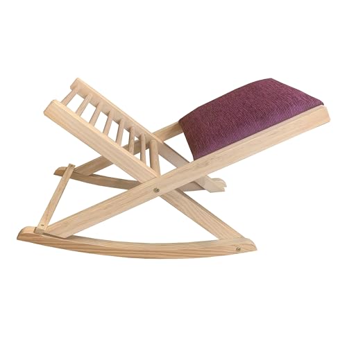 Reposapies Plegable Balacín de Madera Natural Tapizado en Violeta