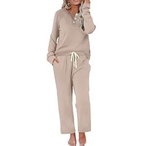 WIHOLL Lounge Sets for Women Two Piece Outfits Button Down Sweatsuit Sweatpant with Pockets Fall Fashion 2025