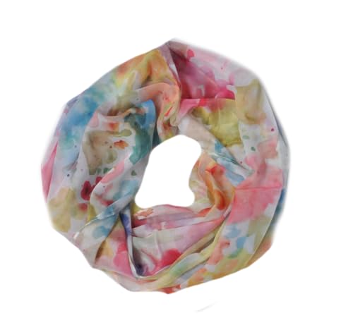 Generisch Seiden-Baumwolle Loopschal für Damen, Schlauchschal Halstuch, Rundschal160cm x 50cm, Mehrfarbig (NY2515 Bunt)