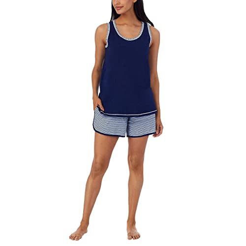 Carole Hochman Women's 4 Piece Pajama Set - Tank Top, Short Sleeve Top, Short, And Capri Pant (Blue-Tie Dye, Xl) #TOP2