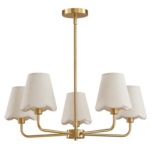 KAISITE Modern Gold Chandelier 5-Light Farmhouse Chandelier for Dining Room Industrial Dining...
