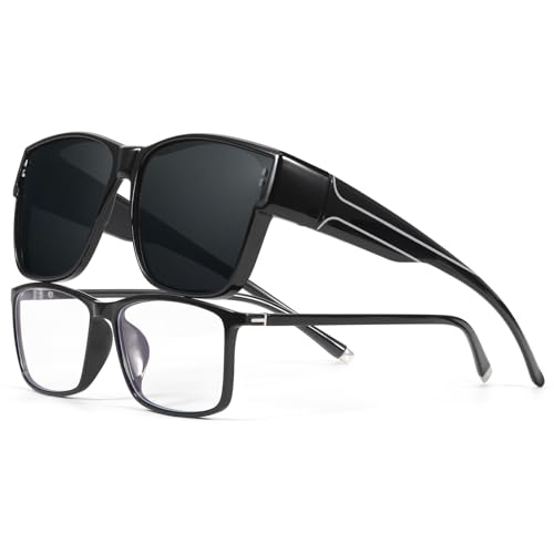LVIOE Fit Over Sunglasses for Women Men Polarized Wear Over Eyeglasses with UV400 Protection LS3022-1