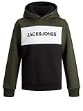 JACK & JONES Jungen Jjelogo Blocking Sweat Hood Jr Pullover, Forest Night, 152 EU