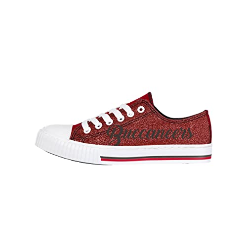 Image of FOCO Womens NFL Team Logo Ladies Fashion Color Glitter Low Top Canvas Sneakers Shoes