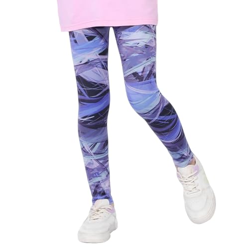 FILOWA Leggings para Niña Infantiles Deporte Largos Mallas Lila Estampado Yoga Pantalones Elásticos Legging Suaves Stretch Deportivo Malla Gimnasia Gym Baile Fitness Ropa para Adolescentes 10-11 Anos