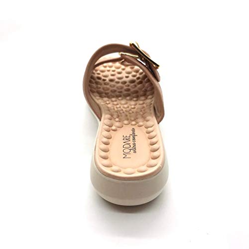 Tamanco Chinelo Modare Conforto Palmilha Massageadora Bege Cor:Marrom;Tamanho:35