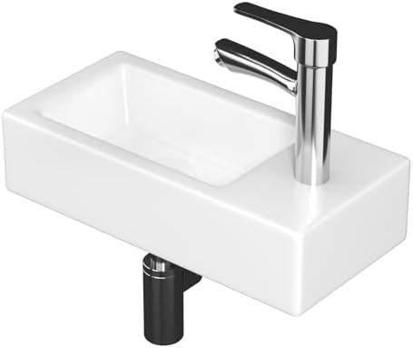 Wall Hung Basin Sink Small Cloakroom Basin Rectangle Ceramic Wash Basin ...