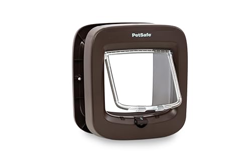 PetSafe Puerta para Gatos de Microchip   Gatera Interior o Exterior   Acceso RFID Multusuario para hasta 40 Mascotas   4 Modos de Cierre, Impermeable, Instalación Simple   Marrón