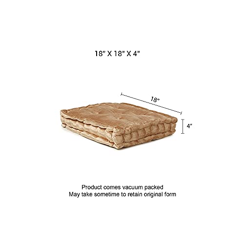 Redearth Velvet Floor Pillows-Premium Rayon Cotton Velvet Washable Extra Soft Plush Square Seat Cushion With Handle For Dining, Patio, Office, Outdoor, Hardwood Floor (18X18X4; Gold) Pack Of 2 #TOP7
