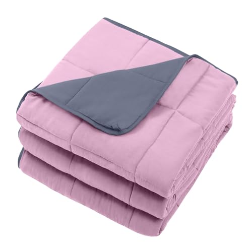 Weighted Blanket for Adults 20lbs, 80"x87", King Size Cooling Heavy Throw Blanket for 130-220lbs, Microfiber Soft Thick Big Blankets Weighted Comforter Gift for Sleeping, Pink Grey