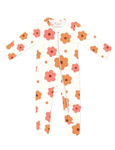 Image of Jimonda Baby Girls Boys Footed Pajamas,Rayon From Bamboo,2 Way Zipper Long Sleeve Soft Sleeper Pjs,Infant Tie-dye Romper