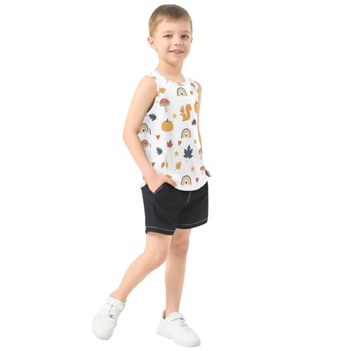 J JOYSAY Fall Fox Pumpkin Leaves Boys Tank Top Sleeveless Muscle Shirts Quick Dry Active Workout Sport Kids T-Shirts 3-15T4