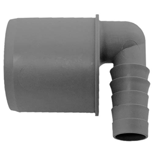 MegaHaustechnik HT Schlauchanschlußwinkel mit Steck-Ende für DN50 Rohrmuffe mit Schlauchtüllen Außendurchmesser 21 mm für 3/4 Zoll Wasserschlauch Adapter Übergang Anschluss Abwasser Rohr Abfluss