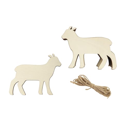 30 Pack 4 Inch Wood Lamb Sheep Cutouts Unfinished Wooden Lamb Sheep Hanging Ornaments DIY Farm Animal Craft Gift Tags for Home Party Decoration Craft Project