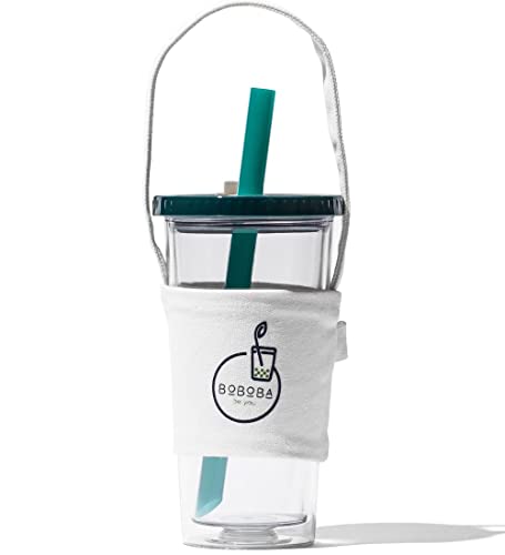Reusable Boba Cup Travel Set - Complete Boba Kit With Double-Walled Tumbler, Leak-Proof Lid, 3 Wide Straws, Brush, Carrying Bag, And Recipe Book - Ideal For Bubble Tea, Smoothies, Iced Coffee - 20Oz #TOP1