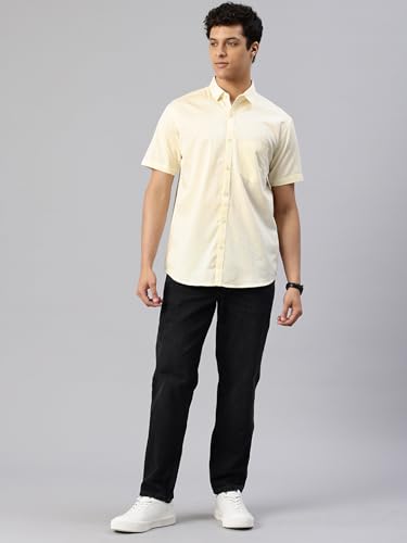 Image of Majestic Man Slim Fit Pure Cotton Half Sleeve Solid Casual Shirt