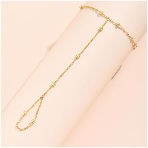 Image of Long tiantian Hand Chain Bracelet Gold Link Finger Ring Slave Bracelet