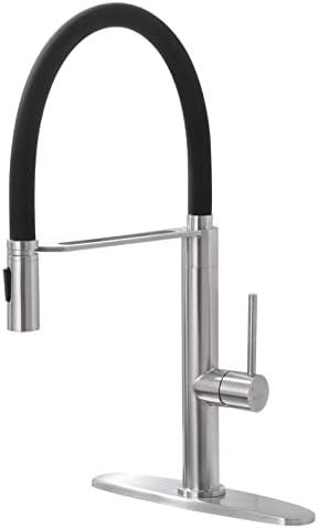 Deseegoal Kitchen Faucet with Silicone Tube, Single Handle Sink Faucet, 360° Rotatable High Arc Single Hole Kitchen Sink Faucet Brushed Nickel, 304 Stainless Steel, 17.7 Inch High