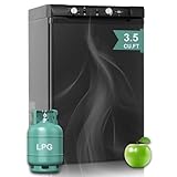 RV Refrigerator, 3 Way Propane Refrigerator Off Grid LPG/110V/12V RV Fridge with Freezer 3.5 Cu.Ft, Large Gas Refrigerators, Outdoor Kitchen Fridges for Camper, Semi Truck, Campervan, Travel, Black