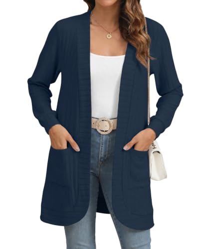 Image of YSYOKOW Cardigan Sweaters for Women Long Sleeve Open Front with Pockets | Long Cardigans for Women Lightweight Soft Casual Dressy Loose Fit Cardigan Sweater with Pockets for Work and Office