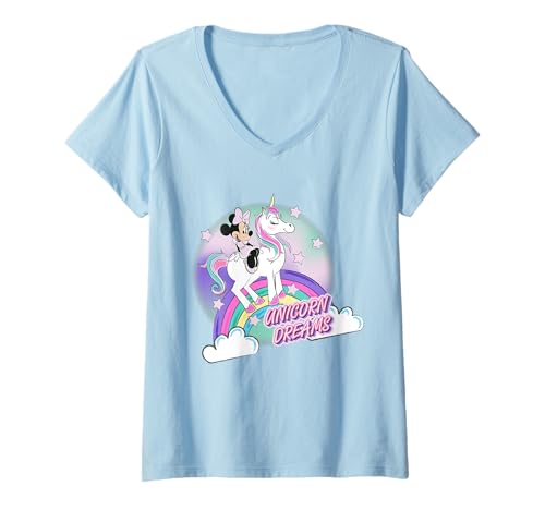T-shirt Minnie Mouse Disney col V anti-déformation coton respirant mode femme