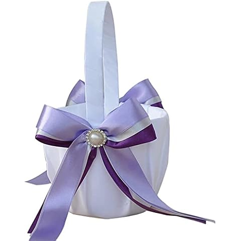 Bridal Satin Bow Flower Girl Basket Cover