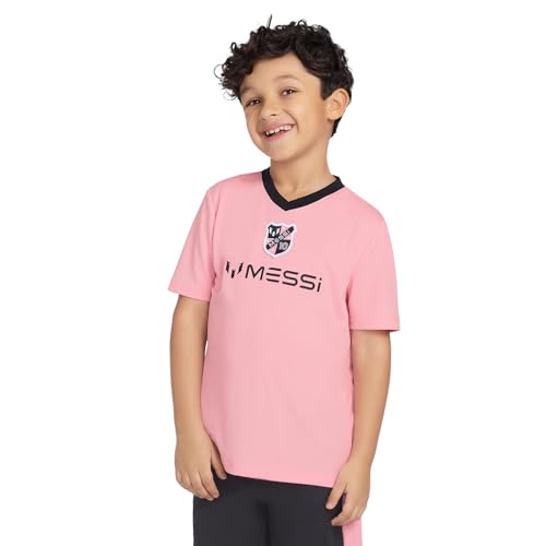 Boys' Lifestyle Short Sleeve Top, Loose-fit V-Neck Shirt with Logo, Comfortable3