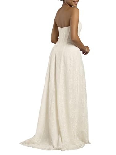 David's Bridal Strapless Lace A-Line Corset Wedding Dress3