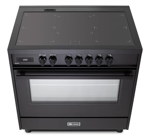 Image of Verona VMFSIE365EE 36 inch Ultima Midnight Collection Freestanding Induction Range with 5 Induction Elements, 5.0 cu. ft. Oven Capacity, Touch Control Clock in Matte Black