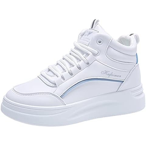 Women's Sports Shoes Autumn Thick-Soled High-Top White Shoes Female Fashion Students Running Casual Shoes,Blue,4.5 UK Cover