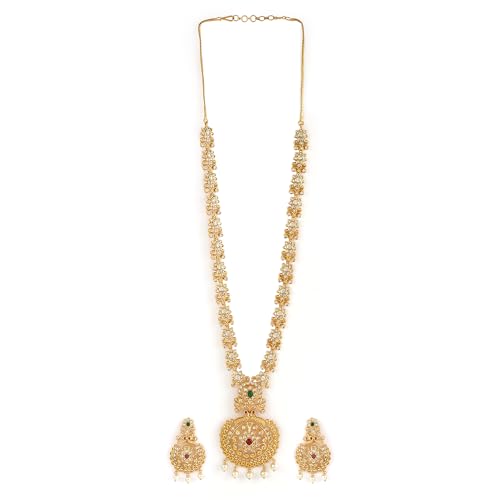 See full amazon price history chart for Rubans 24K Gold Plated Ruby & Emerald Stone Studded Temple Necklace Set with Pearl Beaded Rubans 24K Gold Plated Ruby & Emerald Stone Studded Temple Necklace Set with Pearl Beaded (B0D6G838W1) Amazon Price History, Amazon Price Tracker