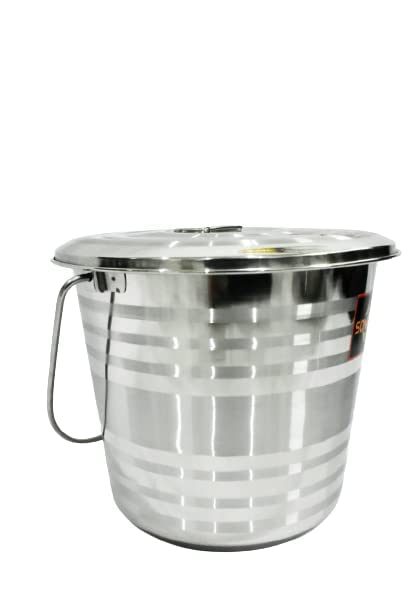 Image of Stainless Steel Jointless Leak Proof Water Bucket with LID (12 litres)