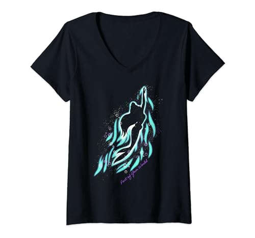 T-shirt Ariel La Petite Sirène femme col V phosphorescent style Disney chic