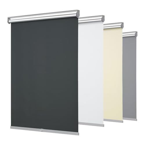 Image of Changshade 100% Blackout Roller Shades for Windows,Cordless Free-Stop Shades with Valance,Thermal Insulated UV Waterproof Roll Up Window Blinds for Home,Black,35" W x 72" H