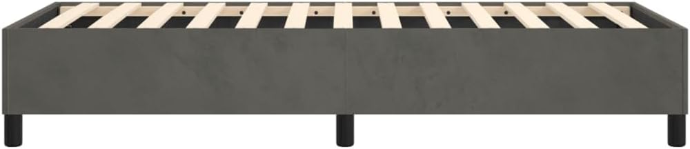 Twin Bed Frame Dark Grey Velvet Upholstery 100% Polyester, Plywood Construction, Platform Foundation, Sturdy Slatted Support, Easy Assembly, Modern Minimalist Bedroom Furniture