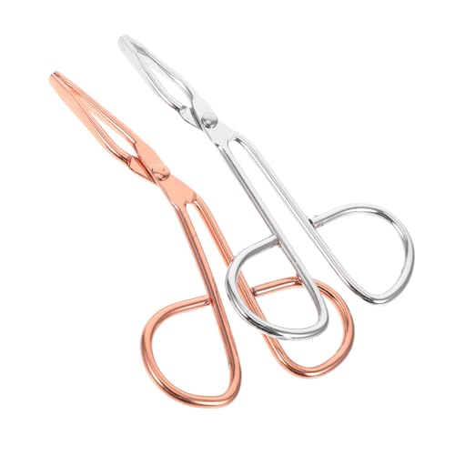OUNONA 2PCS Stainless Steel Eyebrow Tweezers for Women Slant Tip Scissor Handle Tools and Portable Beauty Tools for Eyebrow Shaping and Eyelash Curling
