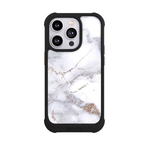 Coque iPhone 14 Pro noire marbre paillettes élégante et antichoc par NIVOmax