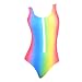 Bikini Factory Women One Piece Rainbow Printing Front Zipper Padded Monokini Swimsuit (M)