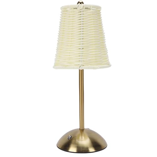SENECESLI Boho-Rattan-Tischlampe, Kabellose Vintage-LED-dimmbare...
