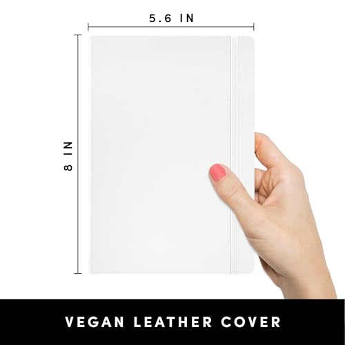 Image of Paperage Lined Journal Notebook, Hard Cover, Medium 5.7 x 8 inches, 100 gsm Thick Paper (White, Ruled)