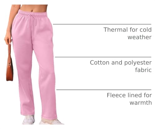 Image of AUTOMET Women's Straight Leg Sweatpants Fleece Lounge Pants | Fall Athletic Joggers with Pockets,Lightweight Soft Sweat Pants, Casual Gym Workout Pants