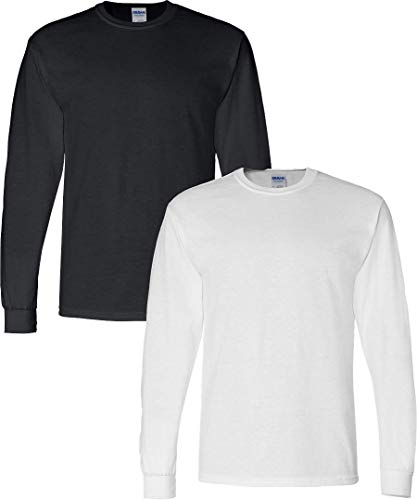 Image of Gildan - DryBlend 50 /50 Long Sleeve T-Shirt 2-Pack 8400-2XL-Black-White