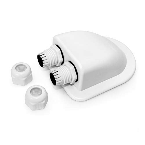 Miniatura 2 de Qwork 2 Piezas Ip68 Impermeable Abs Solar Doble Cable Entrada Gland-Weather Resistente Doble Cable De Entrada Para Paneles Solares De Rv, Caravana Y Marina, Color Blanco