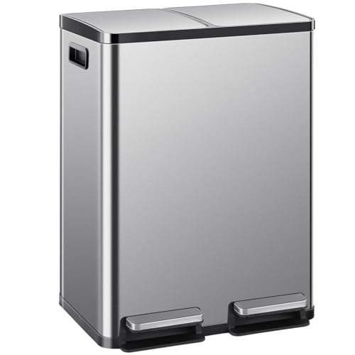 Caneca de basura rectangular 60 L acero inoxidable